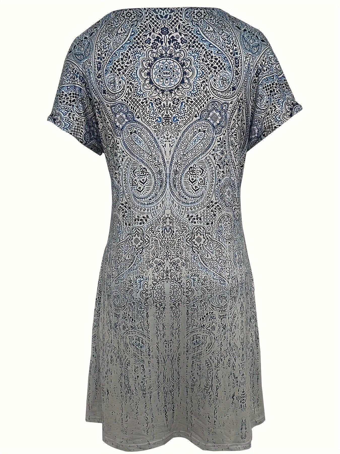 Women’s Mini Dress – Relaxed Fit – Breathable Blend – Short Sleeve – Round Neckline