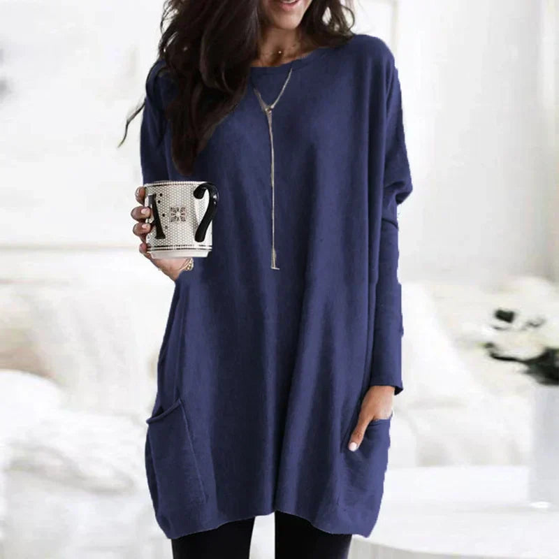 Women's Oversized Cotton Tunic Sweater for Relaxed Comfort