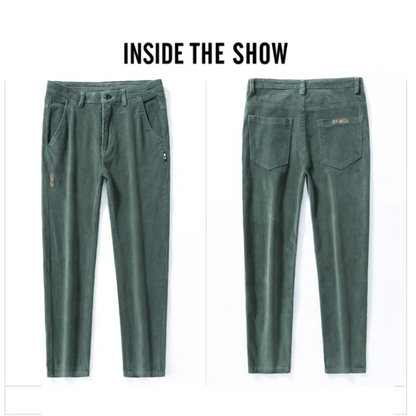 Men's corduroy pants with fleece lining and warm insulation