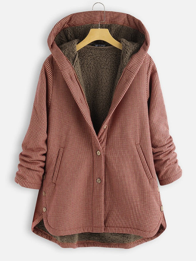 Women's checked button down coat