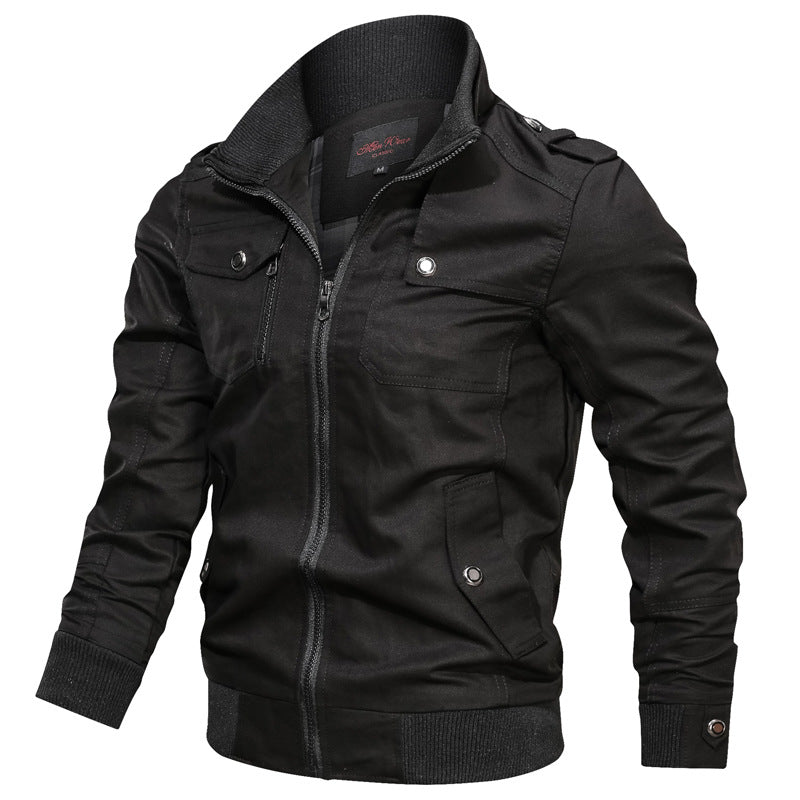 Men’s Casual Jacket – Slim Fit – Stand Collar – Zipper Front – Epaulettes