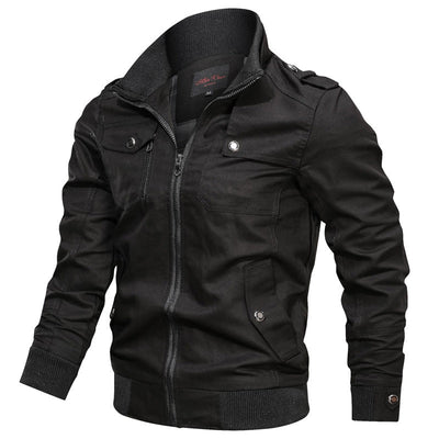 Men’s Casual Jacket – Slim Fit – Stand Collar – Zipper Front – Epaulettes