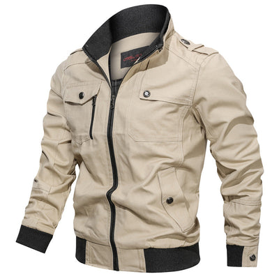 Men’s Casual Jacket – Slim Fit – Stand Collar – Zipper Front – Epaulettes