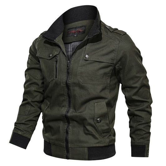 Men’s Casual Jacket – Slim Fit – Stand Collar – Zipper Front – Epaulettes
