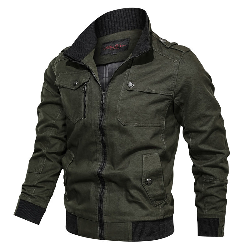 Men’s Casual Jacket – Slim Fit – Stand Collar – Zipper Front – Epaulettes