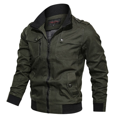 Men’s Casual Jacket – Slim Fit – Stand Collar – Zipper Front – Epaulettes
