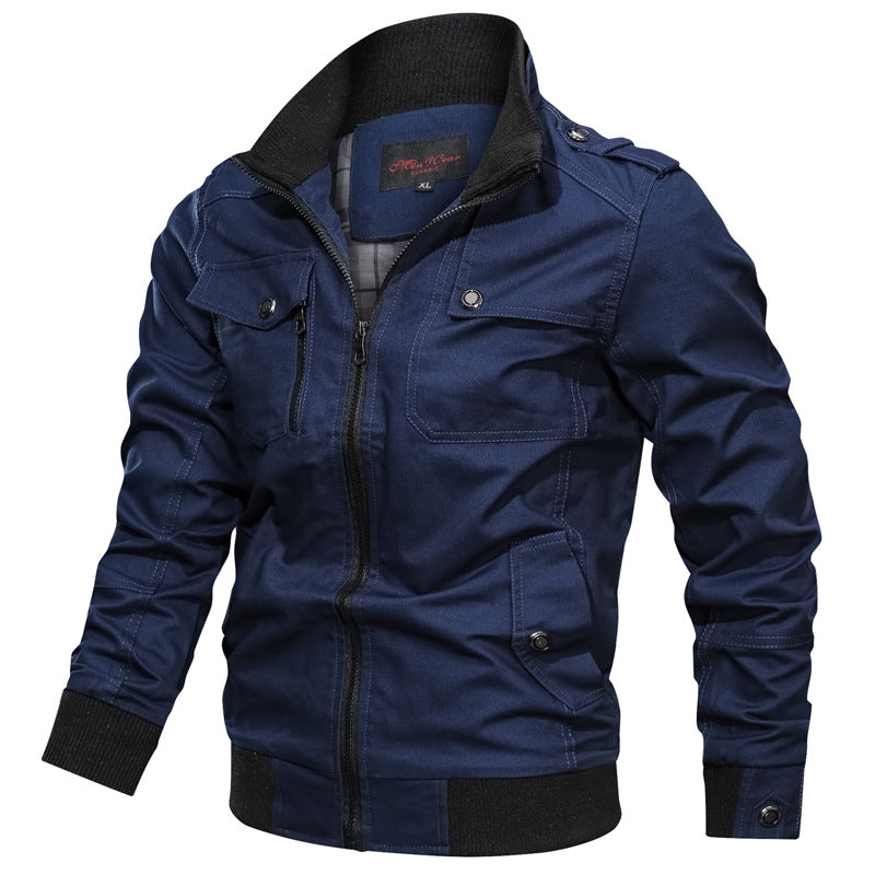 Men’s Casual Jacket – Slim Fit – Stand Collar – Zipper Front – Epaulettes