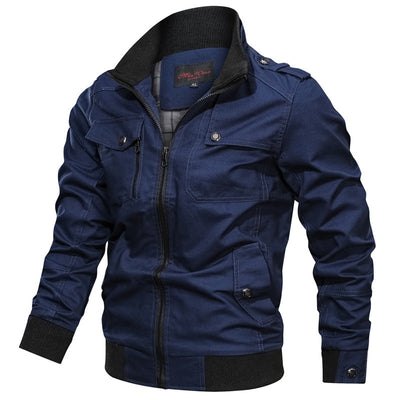 Men’s Casual Jacket – Slim Fit – Stand Collar – Zipper Front – Epaulettes