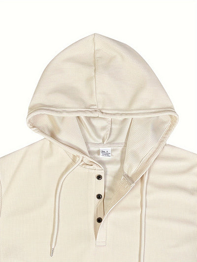Men’s Tracksuit Set – Hoodie with Button Neck – Ribbed Cuffs – Joggers with Drawstring