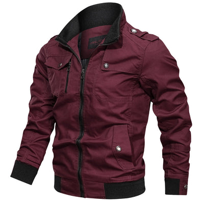 Men’s Casual Jacket – Slim Fit – Stand Collar – Zipper Front – Epaulettes