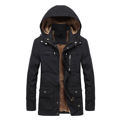 Men’s Jacket – Relaxed Fit – Sherpa Lined – Hooded with Snap Collar – Multi-Pocket