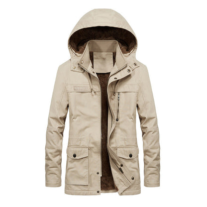Men’s Jacket – Relaxed Fit – Sherpa Lined – Hooded with Snap Collar – Multi-Pocket