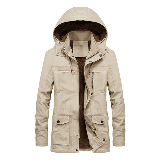 Men’s Jacket – Relaxed Fit – Sherpa Lined – Hooded with Snap Collar – Multi-Pocket