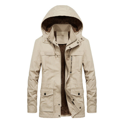 Men’s Jacket – Relaxed Fit – Sherpa Lined – Hooded with Snap Collar – Multi-Pocket