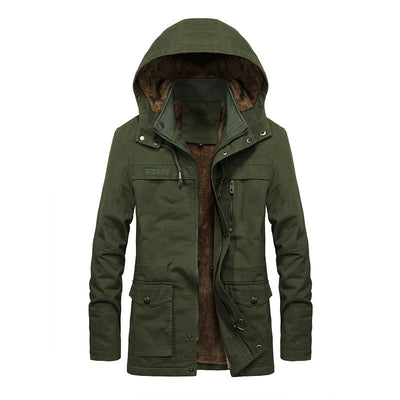 Men’s Jacket – Relaxed Fit – Sherpa Lined – Hooded with Snap Collar – Multi-Pocket