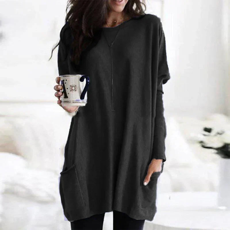 Women's Oversized Cotton Tunic Sweater for Relaxed Comfort