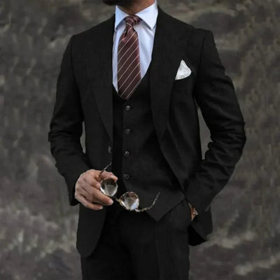 Men’s Three-Piece Suit – Tailored Fit – Single-Breasted – Breathable Luxury Fabric