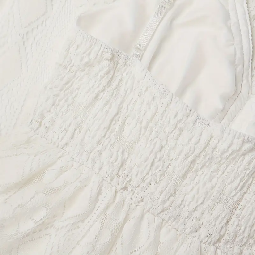 Women’s Midi Dress – Relaxed Fit – Lace Detail – V-Neck – Boho Style – Breathable Fabric