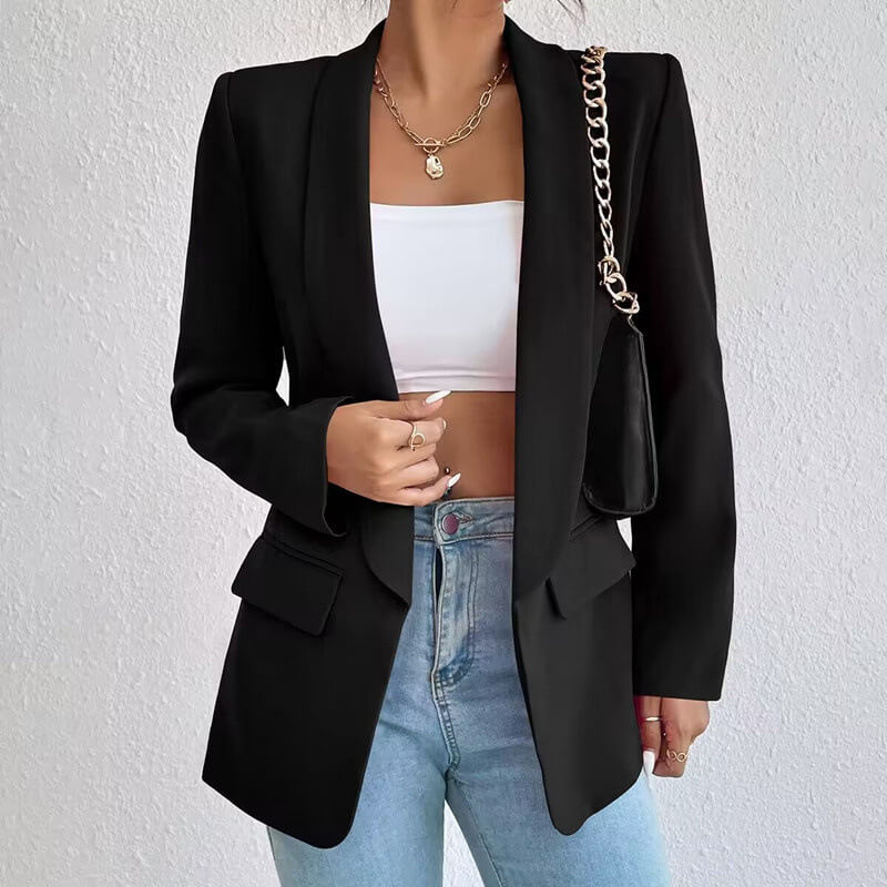 Women’s Blazer – Tailored Fit – Notched Lapel – Single Button – Flap Pockets
