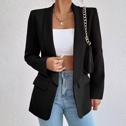 Women’s Blazer – Tailored Fit – Notched Lapel – Single Button – Flap Pockets