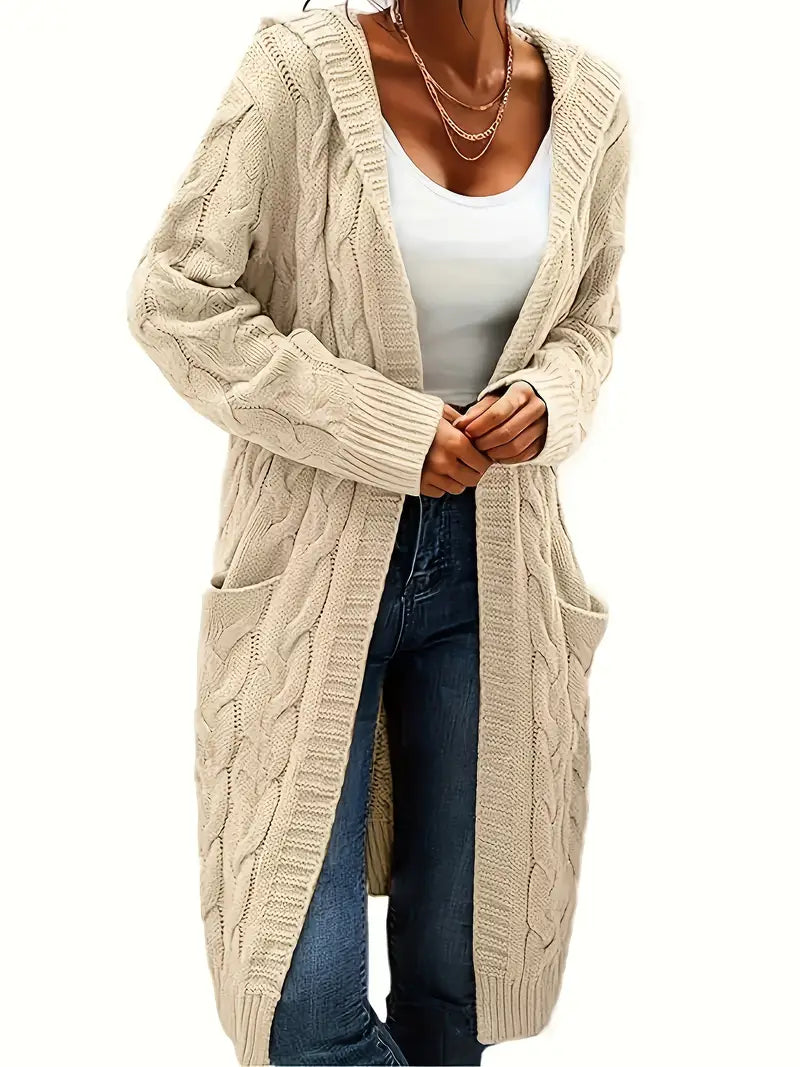 Francesca - dames gebreide lange cardigan met capuchon