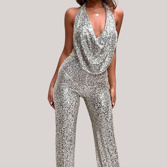 Elegant Women's Jumpsuit – Sleeveless, Wide-Leg, Formal Outfit