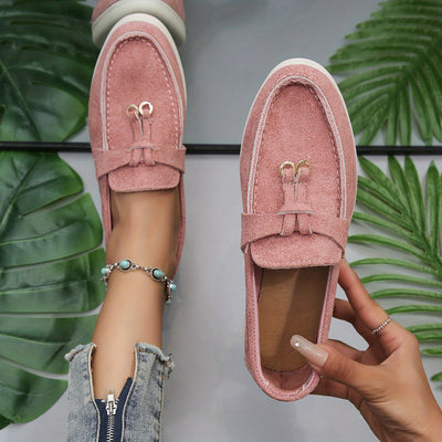 Women’s Slip-On Loafers – Woven Fabric – Decorative Lace – Casual Comfort Fit