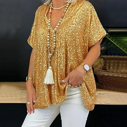 V-Neck Sequin Blouse | Elegant Partywear Top