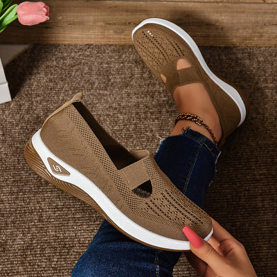 Women’s Slip-On Sneakers – Breathable Knit – Cushioned Sole – Low-Cut Casual Fit