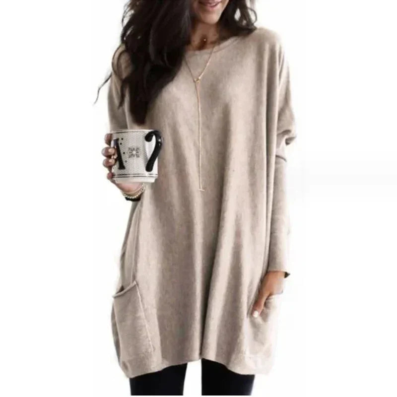 Women's Oversized Cotton Tunic Sweater for Relaxed Comfort