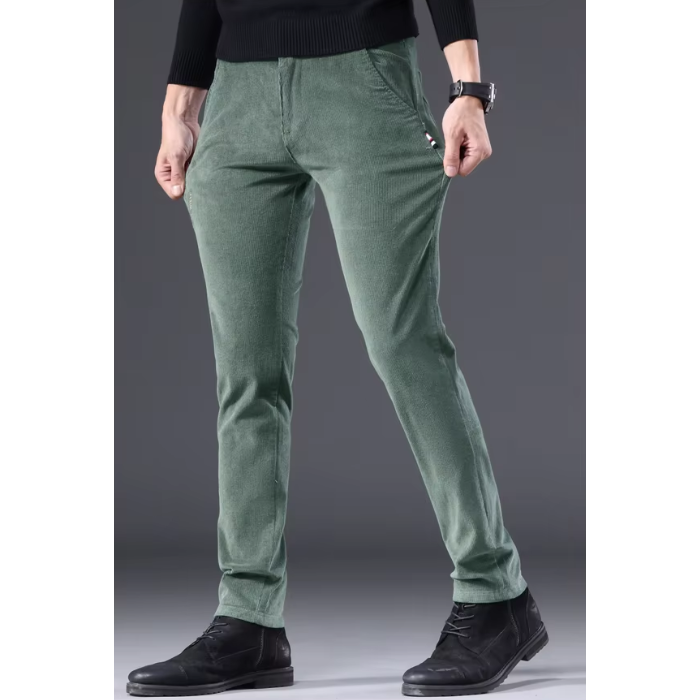 Men's corduroy pants with fleece lining and warm insulation