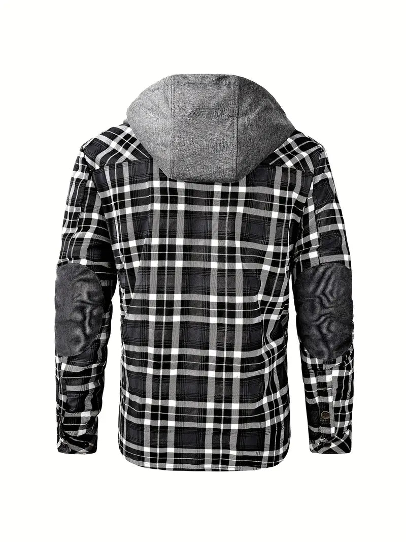 Hooded checked jacket for men