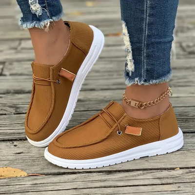 Women’s Slip-On Shoes – Soft Knit – Flat Sole – Textured Upper – Casual Fit