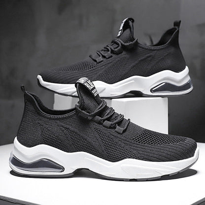 Men’s Athletic Sneakers – Flyknit Upper – Air Cushion Sole – Lightweight Flexible Fit