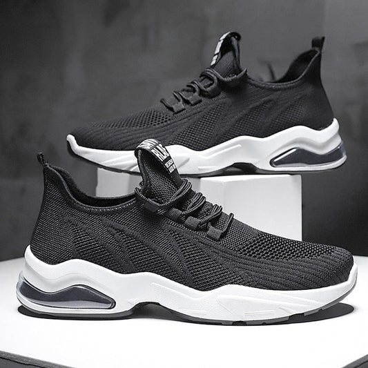 Men’s Athletic Sneakers – Flyknit Upper – Air Cushion Sole – Lightweight Flexible Fit