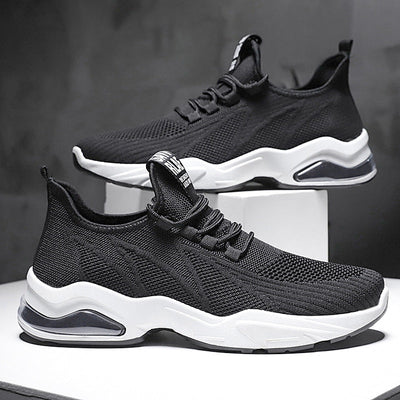 Men’s Athletic Sneakers – Flyknit Upper – Air Cushion Sole – Lightweight Flexible Fit
