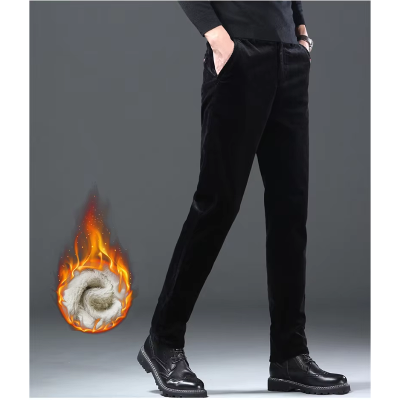 Men's corduroy pants with warm fleece lining