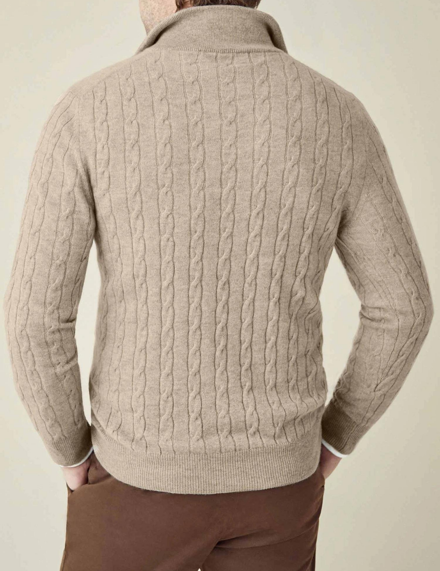Men’s Cable Knit Sweater – Wool Blend – Half Zip – Stand Collar – Smart Casual Fit