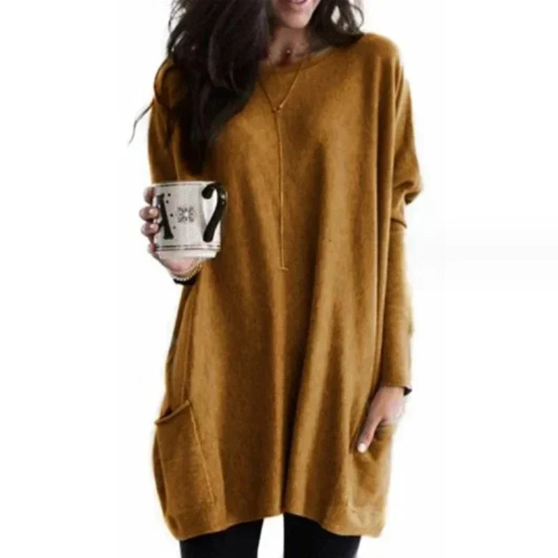 Women's Oversized Cotton Tunic Sweater for Relaxed Comfort