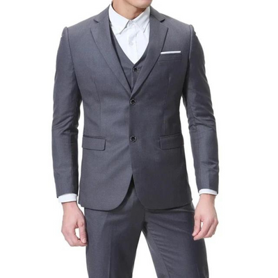 Men’s Three-Piece Suit – Slim Fit – Single-Breasted – Notch Lapel – Formal Wear
