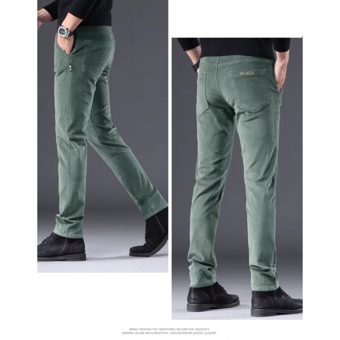 Men's corduroy pants with fleece lining and warm insulation