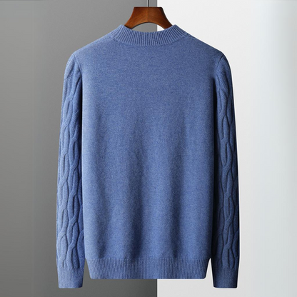 Unisex Cashmere Sweater – Relaxed Fit – Cable Knit – Ribbed Crew Neck