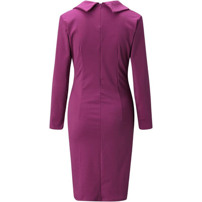 Women's Blazer Dress - Slim Fit Bodycon - Lapel Collar Long Sleeve - Button Closure