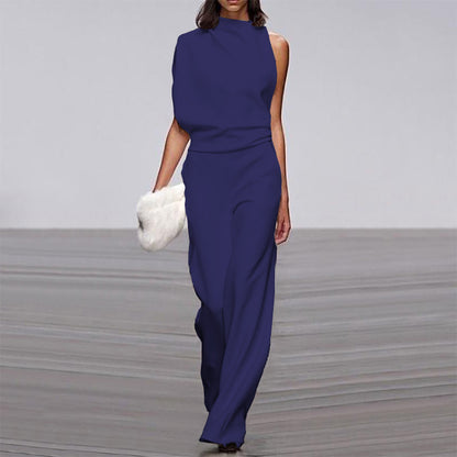 Elegant Spring Jumpsuit with Single-Breasted Neckline