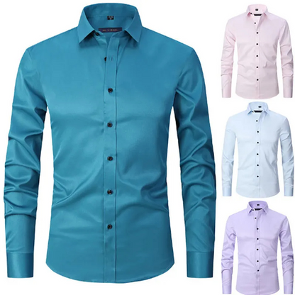 Men's slim fit shirt with contrast buttons long sleeves