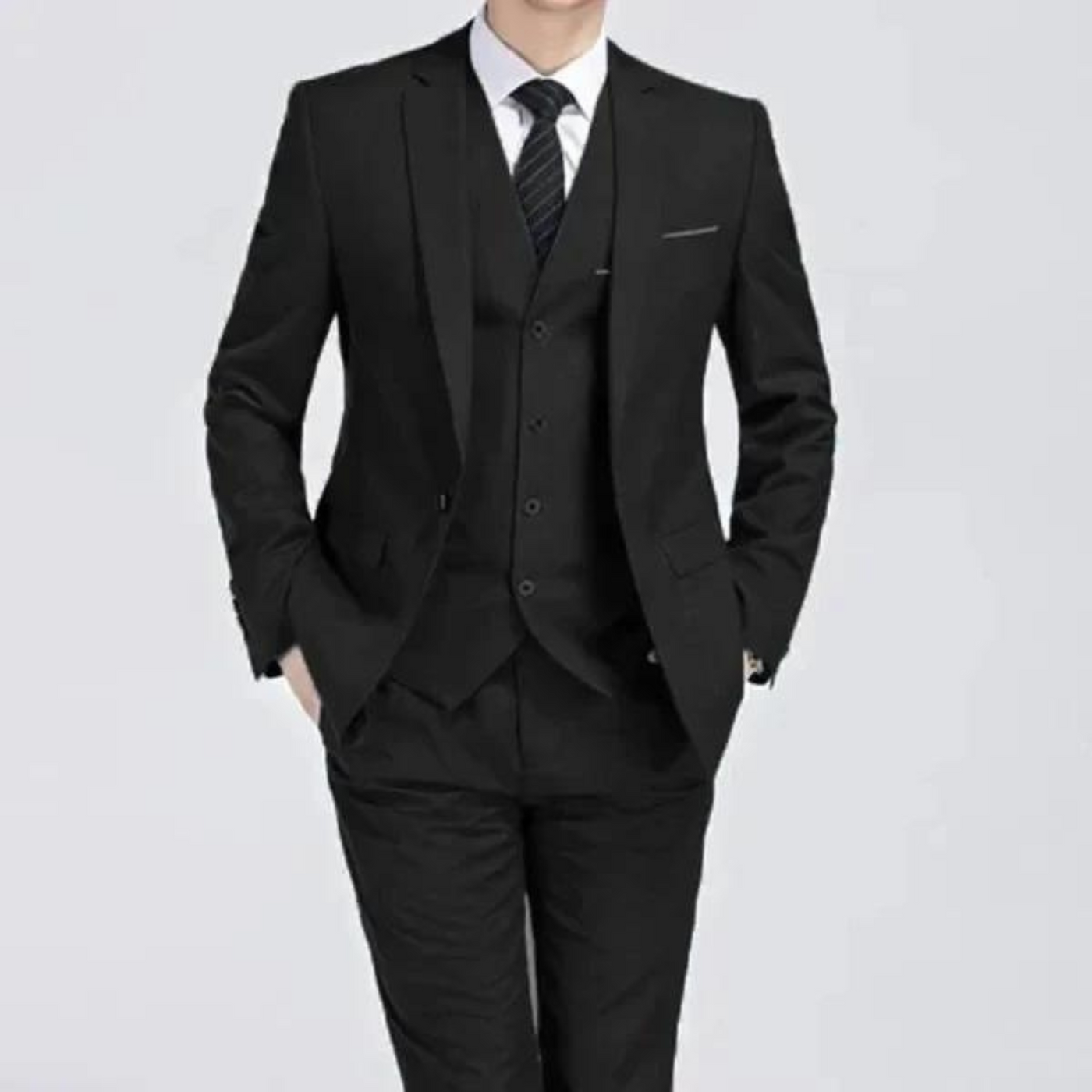 Men’s Three-Piece Suit – Slim Fit – Single-Breasted – Notch Lapel – Formal Wear