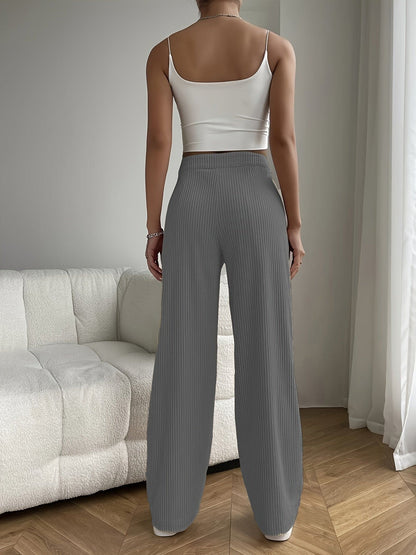 Women's elastic high waist wide leg pants