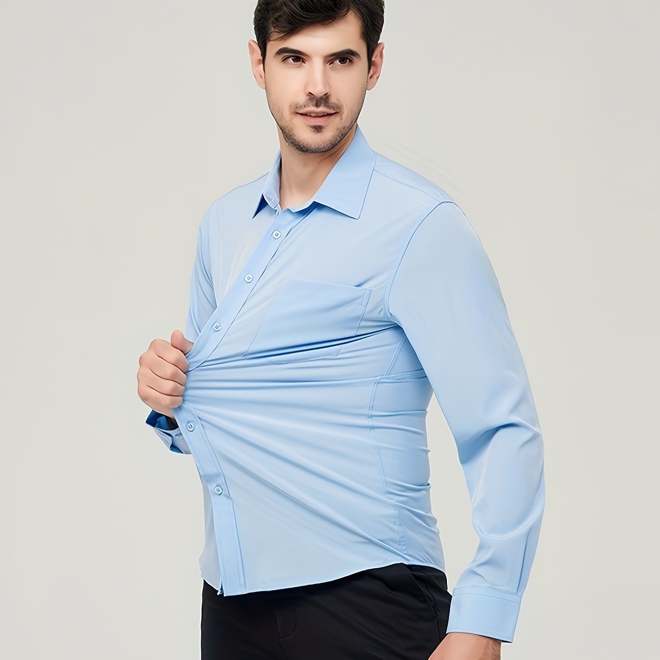 Men’s Dress Shirt - Breathable Cotton - Modern Fit - Long Sleeve Button-Up