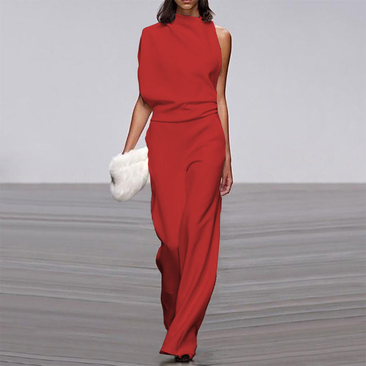 Elegant Spring Jumpsuit with Single-Breasted Neckline