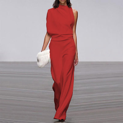 Elegant Spring Jumpsuit with Single-Breasted Neckline